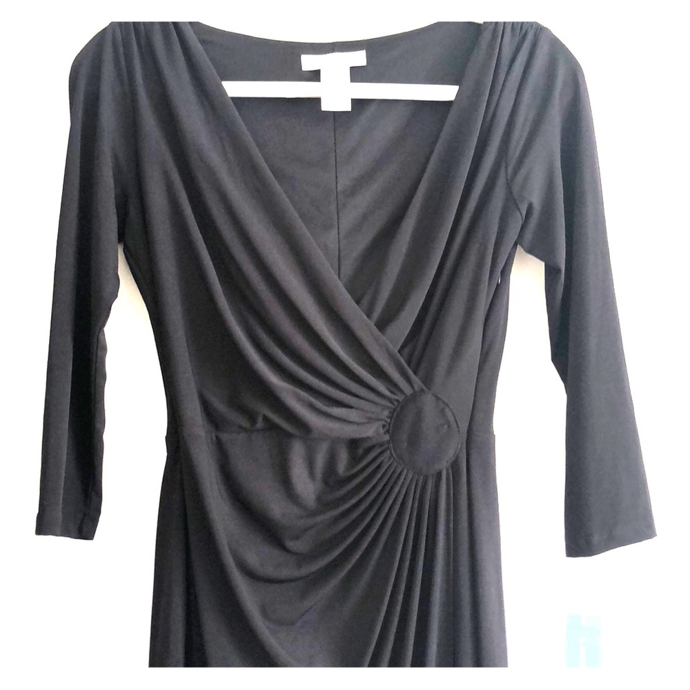 Black Mock Wrap Dress